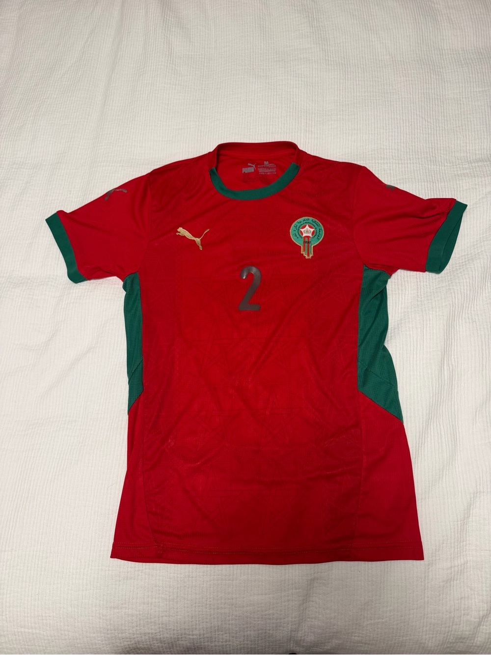 Puma Men’s Red and Green Soccer Jersey with Number 2